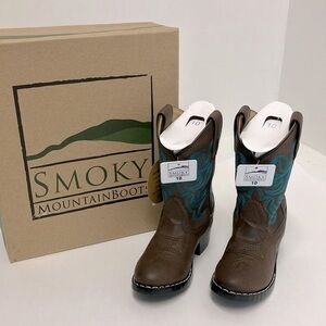 Smokey Mountain Boots Kids Size 10 Brown Blue Stitching NWT